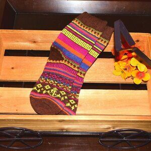 Zoanne Anchor Womens Fair Isle Pattern Socks in Brown Gift Packaged